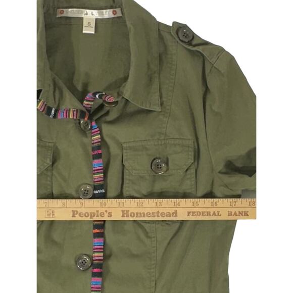 Chelsea & Violet Olive Green Military Style Shirt Field Jacket Shacket Sz Small - Picture 7 of 8